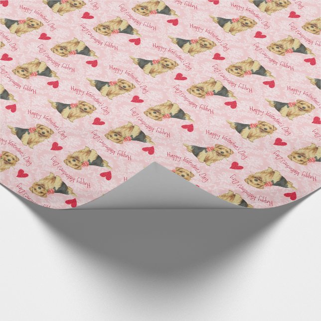 Valentine Rose Norfolk Terrier Geschenkpapier (Ecke)