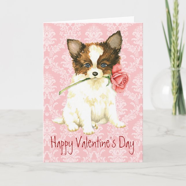 Valentine Rose Papillon Feiertagskarte (Vorderseite)