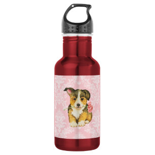 Valentine Rose Pembroke Welsh Corgi Edelstahlflasche