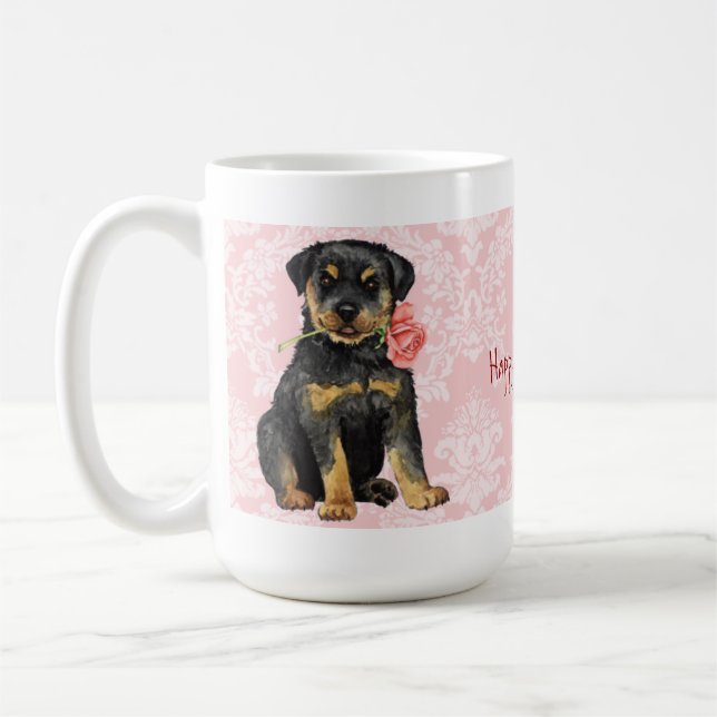 Valentine Rose Rottweiler Kaffeetasse (Links)