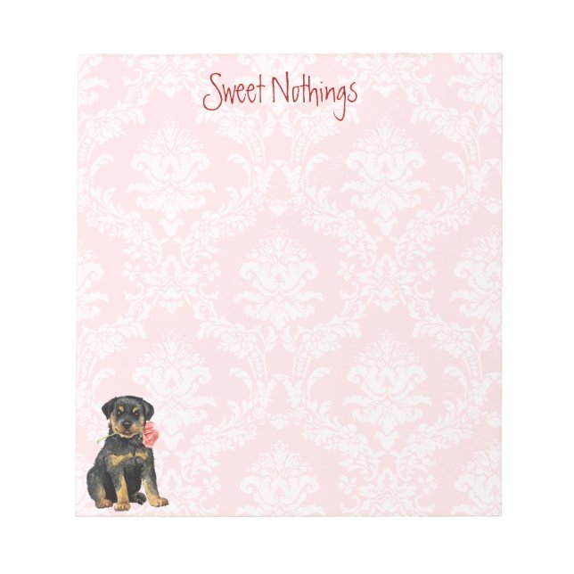 Valentine Rose Rottweiler Notizblock (Vorderseite)