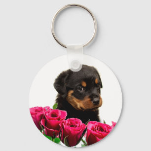 Valentine Rose Rottweiler Puppy Schlüsselanhänger