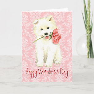 Valentine Rose Samoyed Feiertagskarte