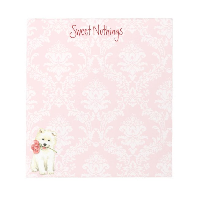 Valentine Rose Samoyed Notizblock (Vorderseite)