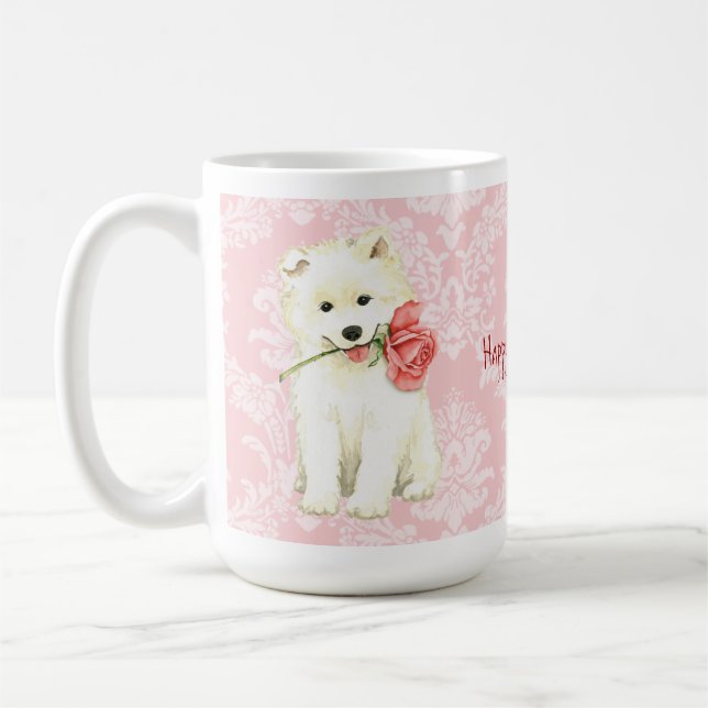 Valentine Rose Samoyed Tasse (Links)