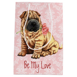 Valentine-Rose Shar-Pei Mittlere Geschenktüte