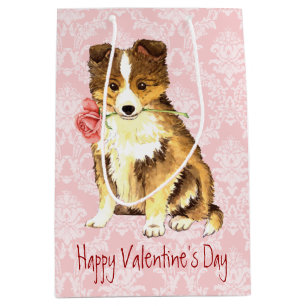 Valentine-Rose Sheltie Mittlere Geschenktüte
