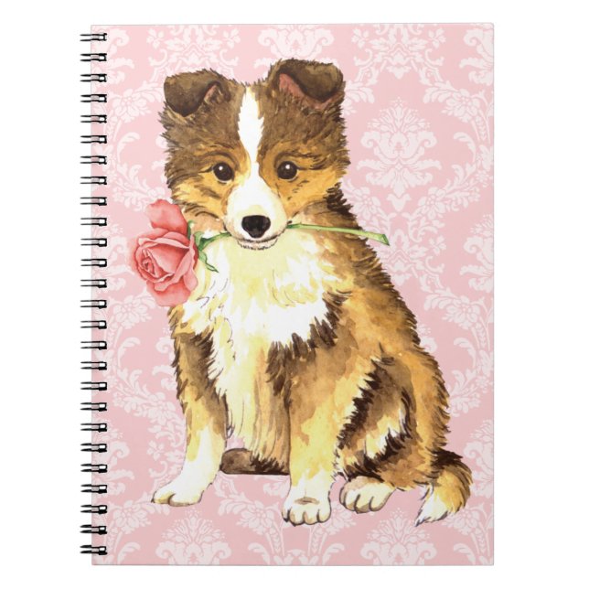 Valentine Rose Sheltie Notizblock (Vorderseite)