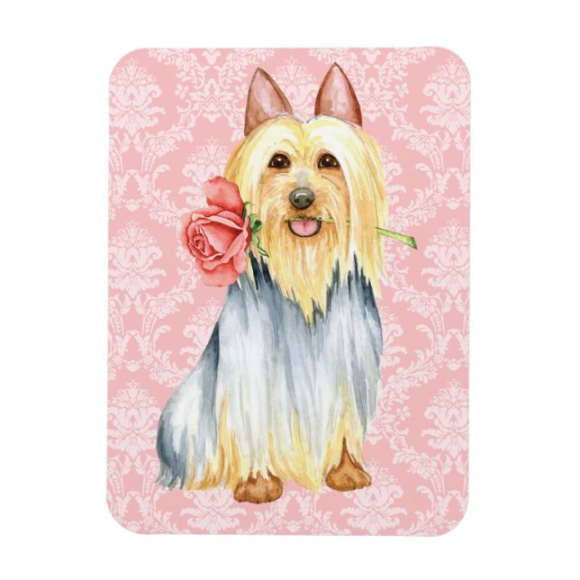 Valentine Rose Silky Terrier Magnet (Vertikal)