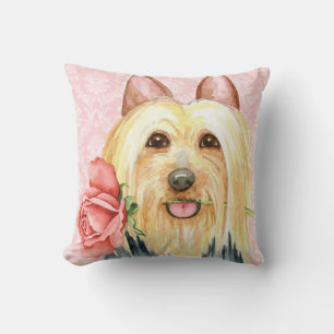 Valentine Rose Silky Terrier Throw Kissen