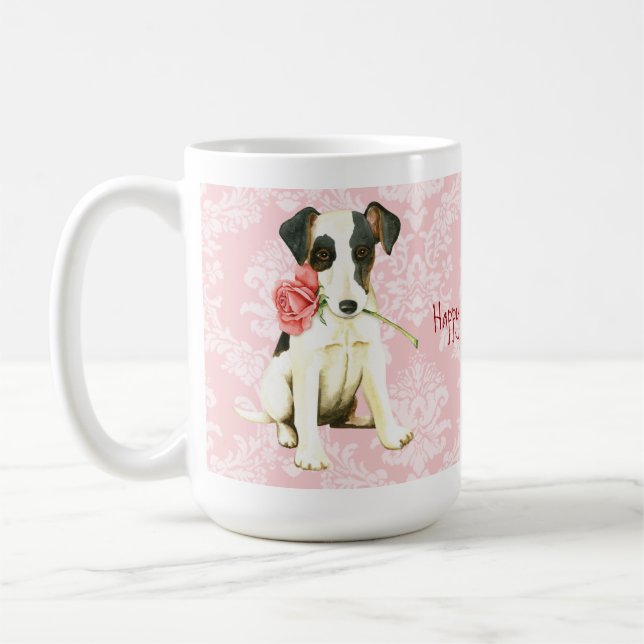 Valentine Rose Smooth Fox Terrier Tasse (Links)