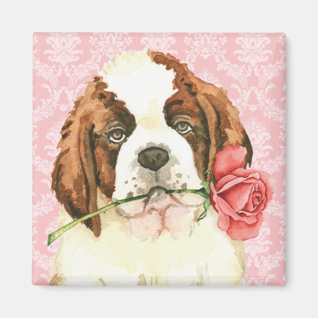 Valentine Rose St. Bernard Magnet (Vorne)