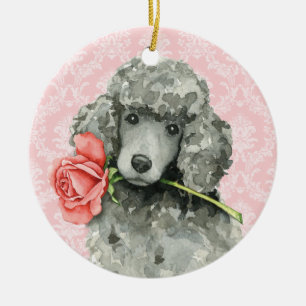 Valentine Rose Standard Poodle Keramik Ornament