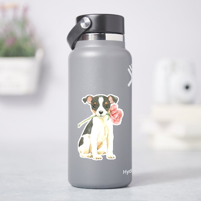 Valentine Rose Toy Fox Terrier Vinyl Aufkleber (HydroFlask)