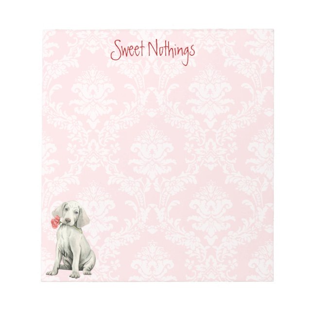 Valentine Rose Weimaraner Notizblock (Vorderseite)