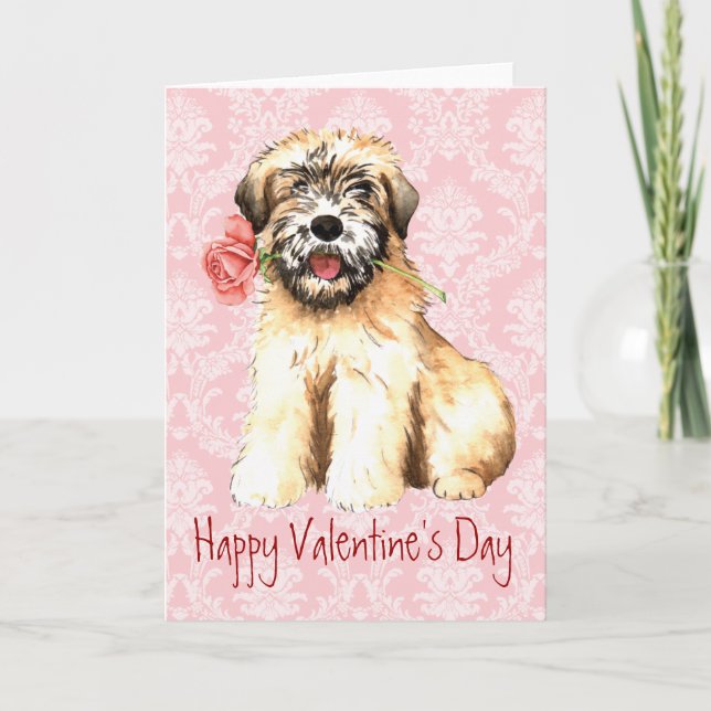 Valentine Rose Wheaten Feiertagskarte (Vorderseite)