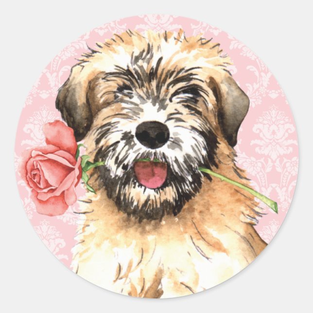 Valentine Rose Wheaten Runder Aufkleber (Vorderseite)