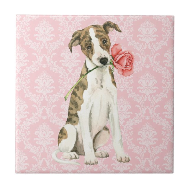 Valentine Rose Whippet Fliese (Vorderseite)