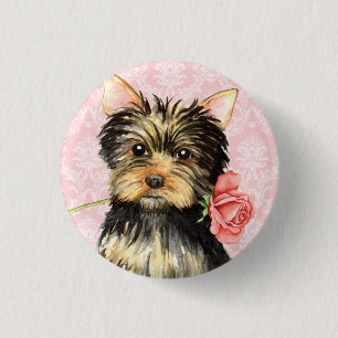 Valentine Rose Yorkie Button