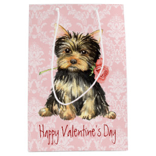 Valentine-Rose Yorkie Mittlere Geschenktüte