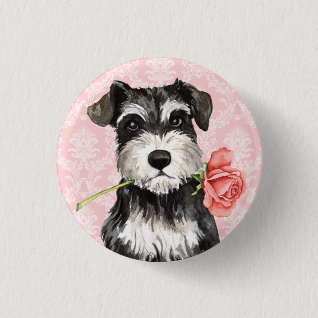 Valentine-RoseminiSchnauzer Button (Vorderseite)