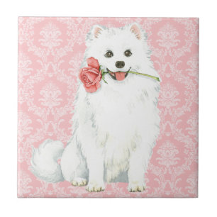 Valentine-Rosen-amerikanischer Eskimohund Fliese
