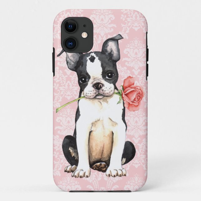 Valentine-Rosen-Boston-Terrier Case-Mate iPhone Hülle (Rückseite)