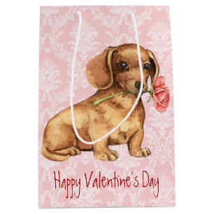 Valentine-Rosen-Dackel Mittlere Geschenktüte