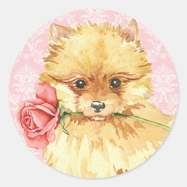 Valentine-Rosen-Spitz Runder Aufkleber (Vorderseite)