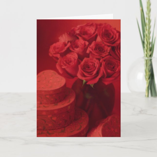 Valentine-Rosenblumenstrauß Feiertagskarte (Vorderseite)
