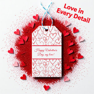 Valentine Rotdoodle Herz Muster Geschenkanhänger