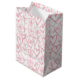 Valentine Rotdoodle Herz Muster Mittlere Geschenktüte
