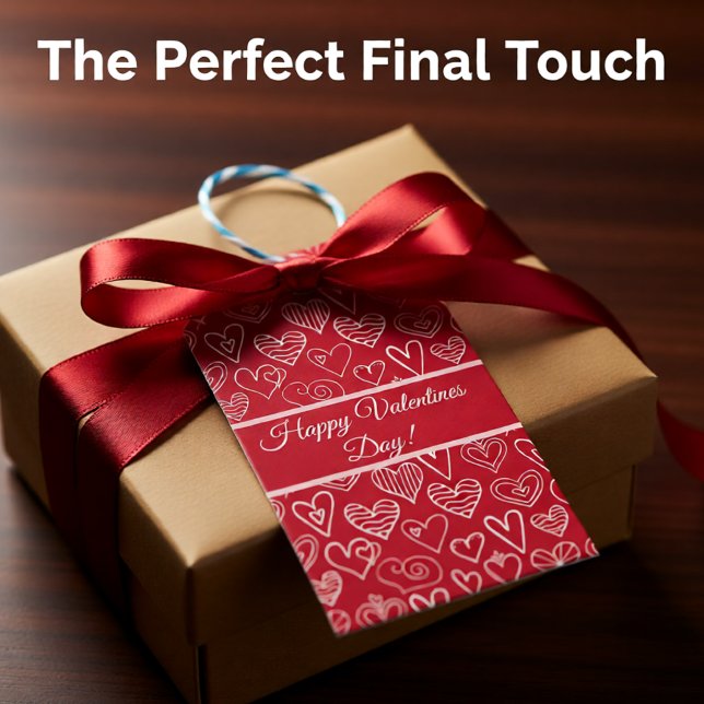 Valentine rotes Herzmuster Geschenkanhänger (Romantic Red and White Heart Pattern Valentine Gift Tags)