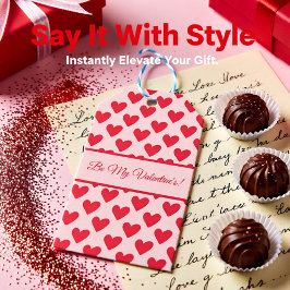 Valentine rotes und rosa Herzmuster Geschenkanhänger