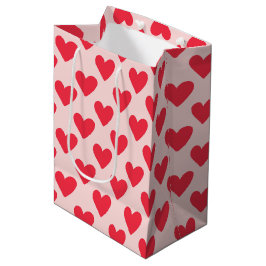 Valentine rotes und rosa Herzmuster Mittlere Geschenktüte