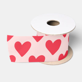 Valentine rotes und rosa Herzmuster Satinband