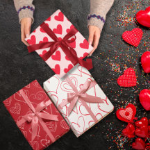 Valentine, rotes und rosa Herzmuster Set 3