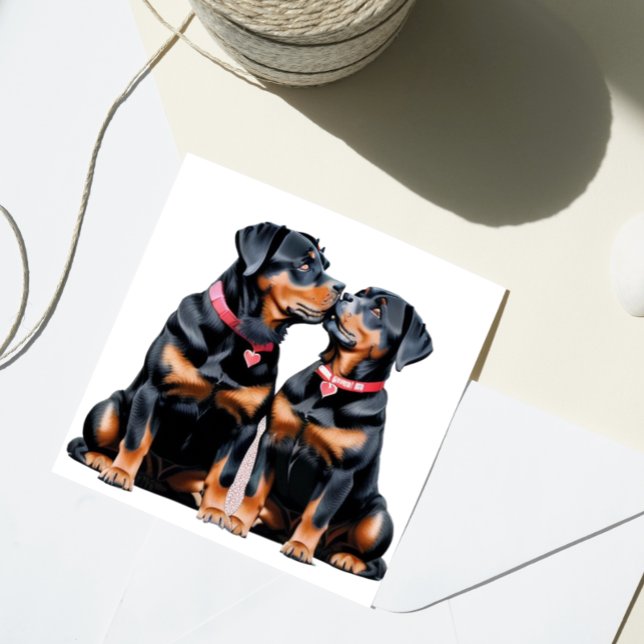 Valentine Rottweilers Sweethearts Liebe Feiertagskarte (Von Creator hochgeladen)