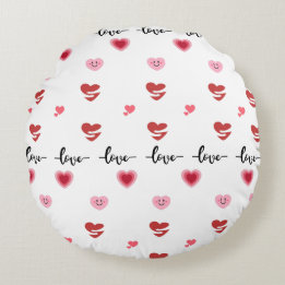 Valentine Round Pillow love text Rundes Kissen
