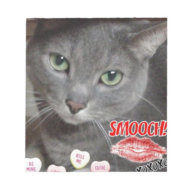 Valentine Russian Blue Cat Notizblock (Vorderseite)