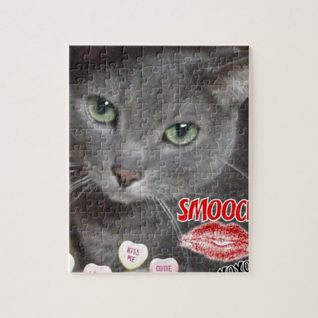 Valentine Russian Blue Cat Puzzle (Vertikal)