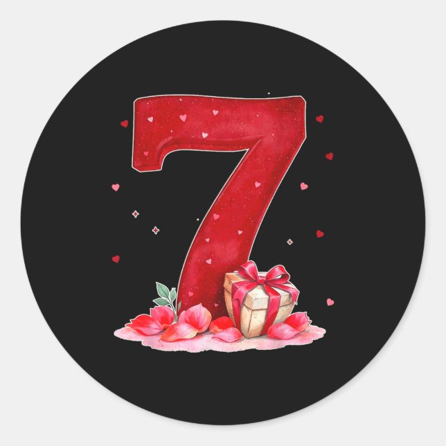 Valentine’s Day 67 Filled With Heart Funny Six Sev Runder Aufkleber (Vorderseite)