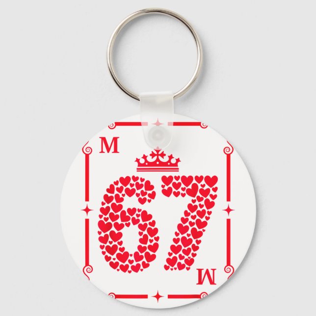 Valentine’s Day 67 Filled With Hearts Card Six Sev Schlüsselanhänger (Vorderseite)