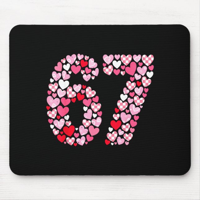 Valentine’s Day 67 Hearts Romantic Funny Six Seven Mousepad (Vorne)