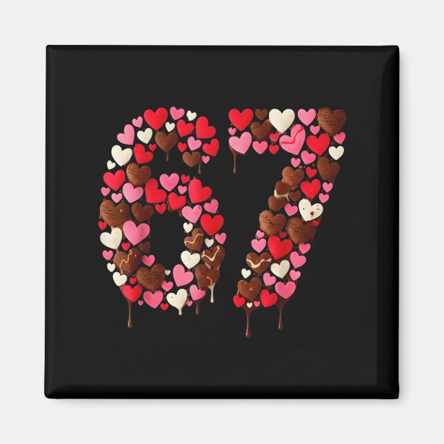 Valentine’s Day 67 Meme Filled With Hearts Funny S Magnet (Vorne)