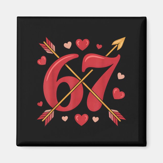 Valentine’s Day 67 Meme Filled With Hearts Funny S Magnet (Vorne)
