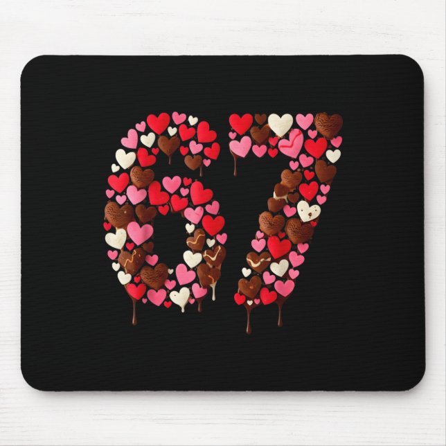 Valentine’s Day 67 Meme Filled With Hearts Funny S Mousepad (Vorne)