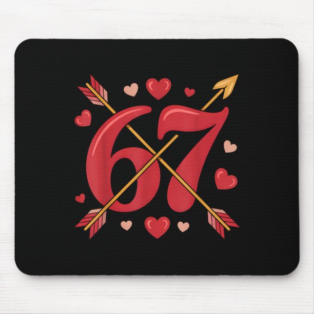Valentine’s Day 67 Meme Filled With Hearts Funny S Mousepad (Vorne)