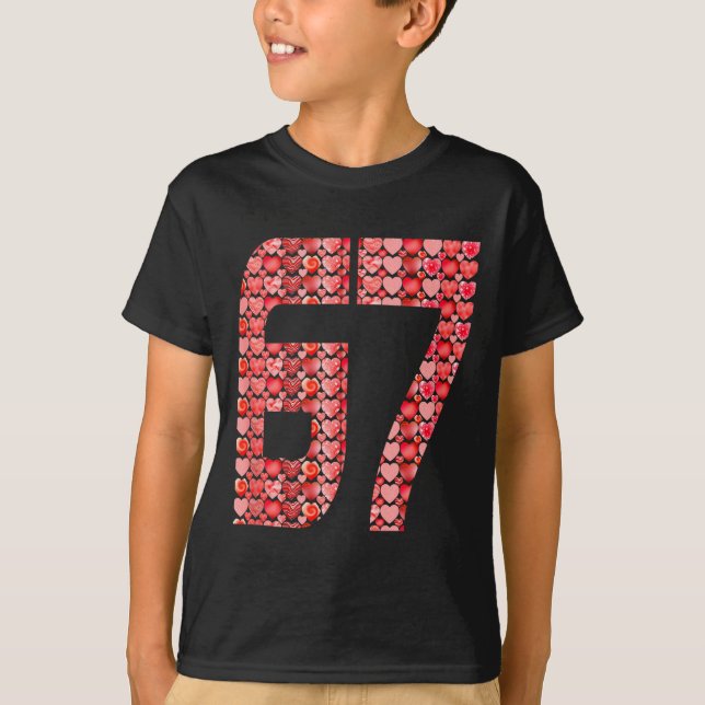 Valentine’s Day 67 Meme Filled With Hearts Funny S T-Shirt (Vorderseite)