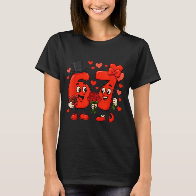 Valentine’s Day 67 Meme Filled With Hearts Funny S T-Shirt (Vorderseite)